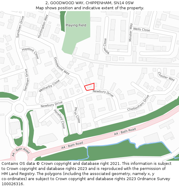 2, GOODWOOD WAY, CHIPPENHAM, SN14 0SW: Location map and indicative extent of plot