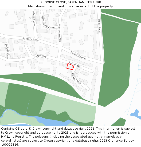 2, GORSE CLOSE, FAKENHAM, NR21 8PP: Location map and indicative extent of plot