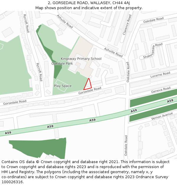 2, GORSEDALE ROAD, WALLASEY, CH44 4AJ: Location map and indicative extent of plot