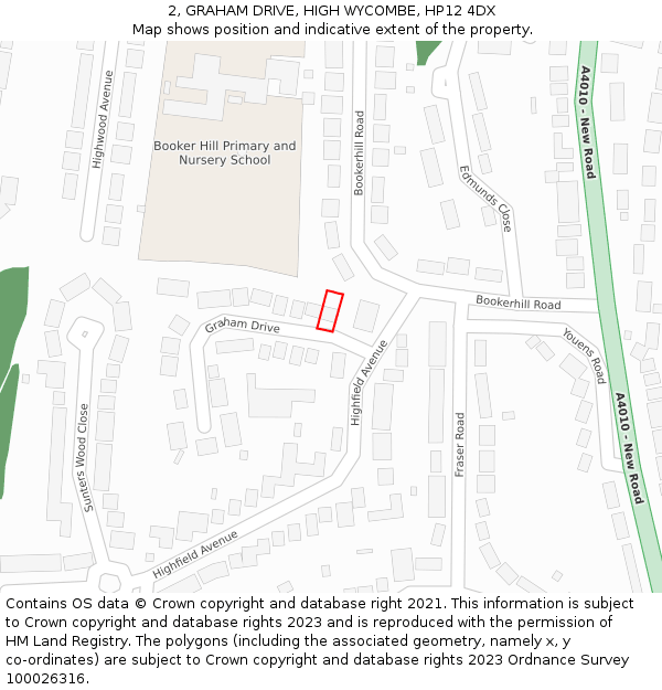 2, GRAHAM DRIVE, HIGH WYCOMBE, HP12 4DX: Location map and indicative extent of plot