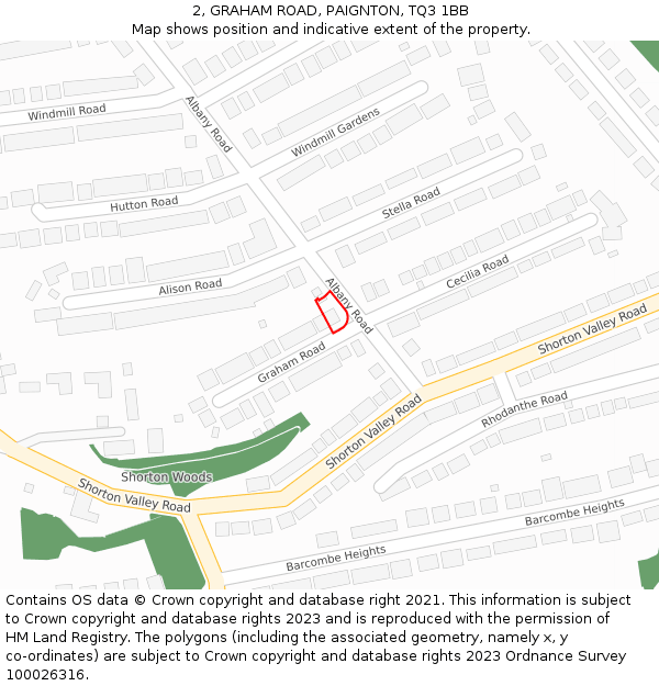2, GRAHAM ROAD, PAIGNTON, TQ3 1BB: Location map and indicative extent of plot