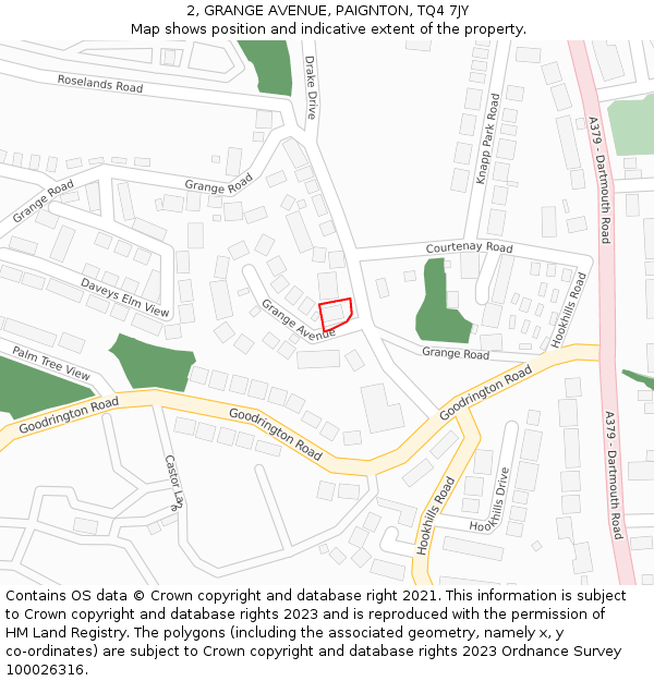 2, GRANGE AVENUE, PAIGNTON, TQ4 7JY: Location map and indicative extent of plot