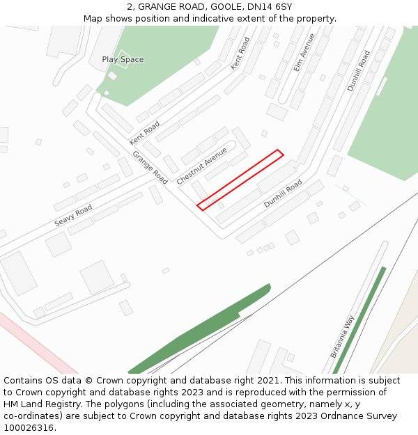 2, GRANGE ROAD, GOOLE, DN14 6SY: Location map and indicative extent of plot