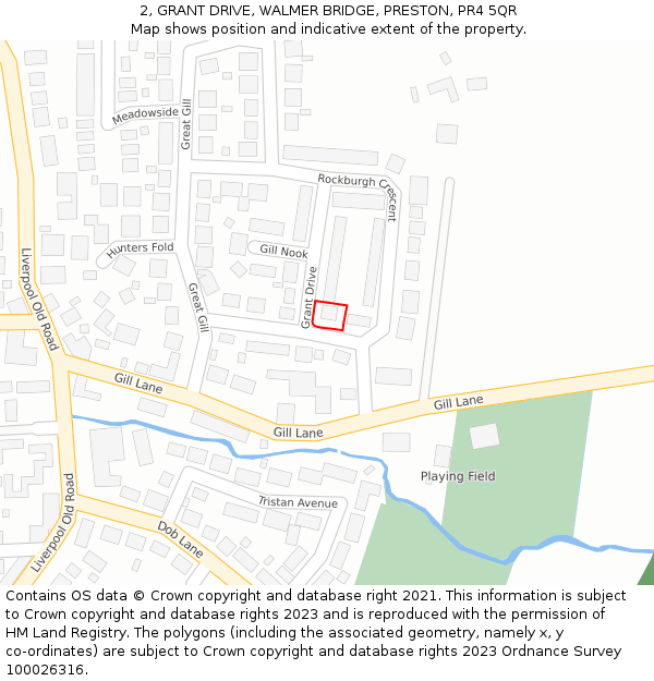 2, GRANT DRIVE, WALMER BRIDGE, PRESTON, PR4 5QR: Location map and indicative extent of plot