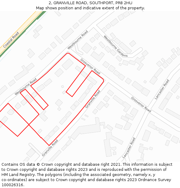 2, GRANVILLE ROAD, SOUTHPORT, PR8 2HU: Location map and indicative extent of plot