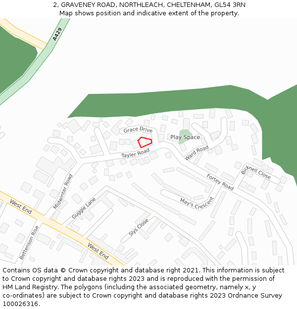 2, GRAVENEY ROAD, NORTHLEACH, CHELTENHAM, GL54 3RN: Location map and indicative extent of plot