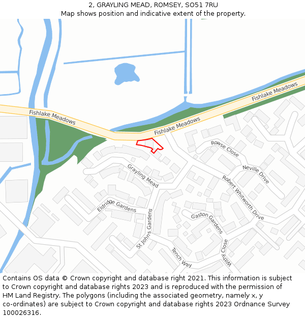 2, GRAYLING MEAD, ROMSEY, SO51 7RU: Location map and indicative extent of plot