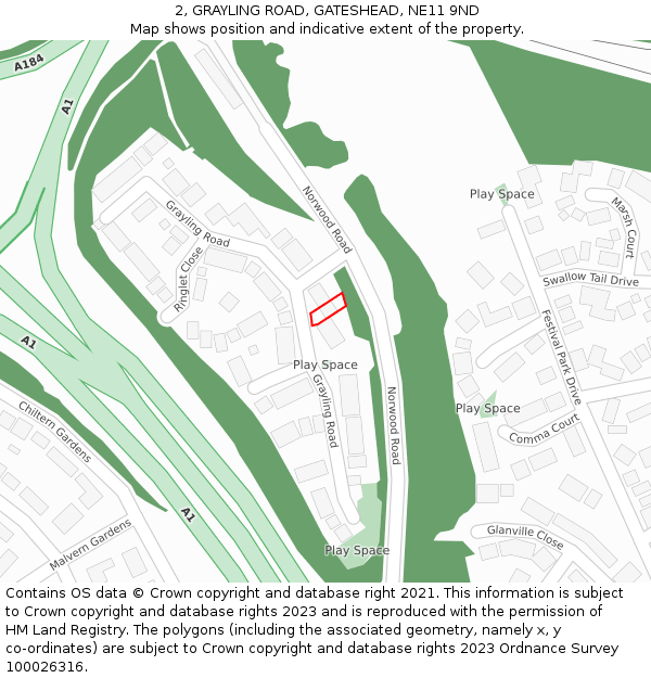 2, GRAYLING ROAD, GATESHEAD, NE11 9ND: Location map and indicative extent of plot