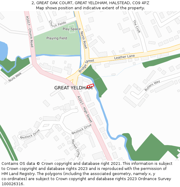 2, GREAT OAK COURT, GREAT YELDHAM, HALSTEAD, CO9 4PZ: Location map and indicative extent of plot