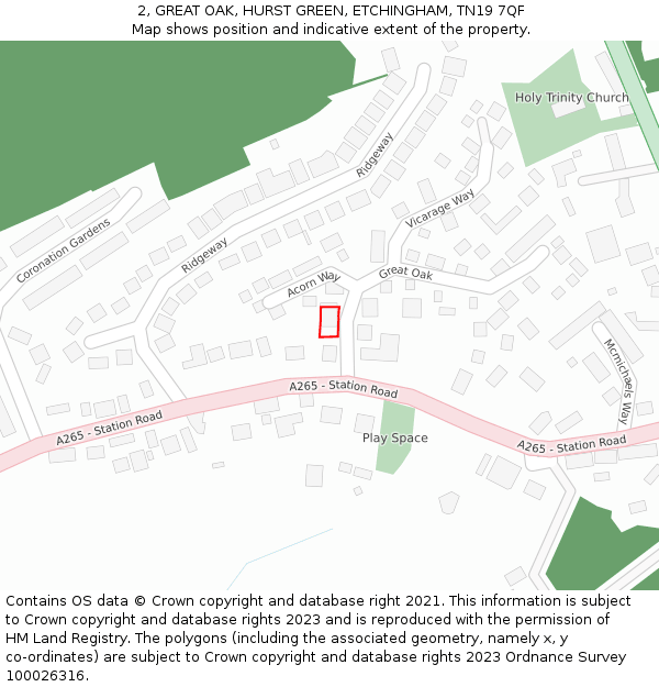 2, GREAT OAK, HURST GREEN, ETCHINGHAM, TN19 7QF: Location map and indicative extent of plot