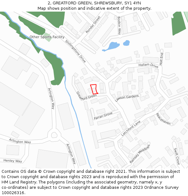 2, GREATFORD GREEN, SHREWSBURY, SY1 4YN: Location map and indicative extent of plot