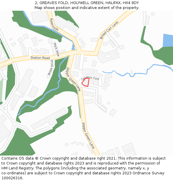 2, GREAVES FOLD, HOLYWELL GREEN, HALIFAX, HX4 9DY: Location map and indicative extent of plot