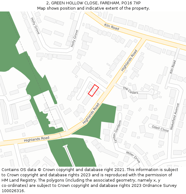 2, GREEN HOLLOW CLOSE, FAREHAM, PO16 7XP: Location map and indicative extent of plot