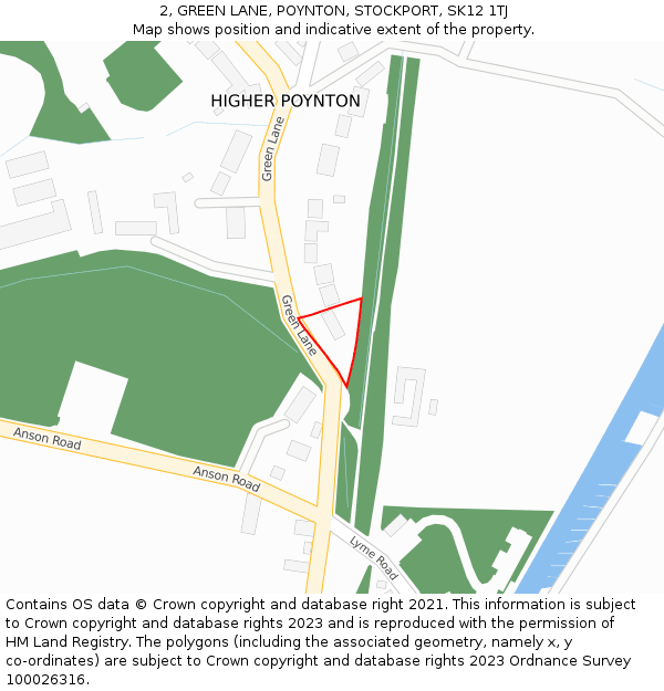 2, GREEN LANE, POYNTON, STOCKPORT, SK12 1TJ: Location map and indicative extent of plot