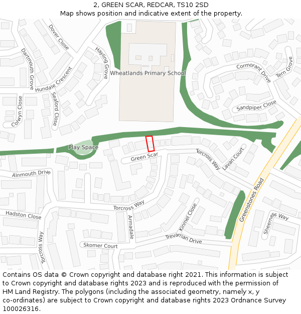 2, GREEN SCAR, REDCAR, TS10 2SD: Location map and indicative extent of plot