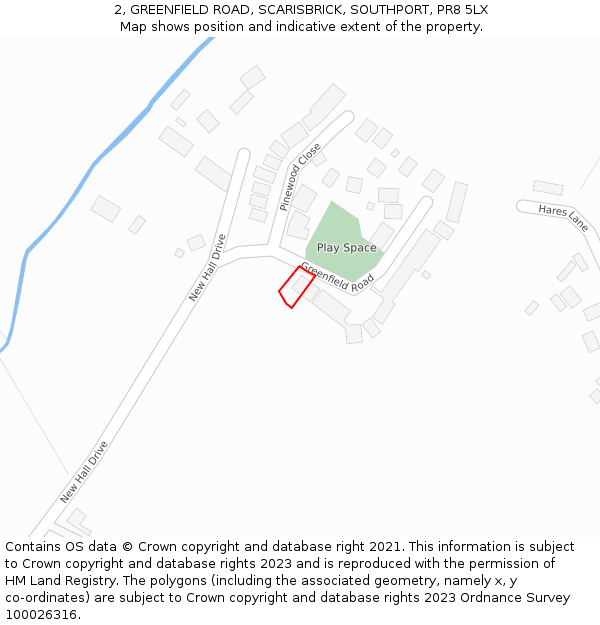 2, GREENFIELD ROAD, SCARISBRICK, SOUTHPORT, PR8 5LX: Location map and indicative extent of plot