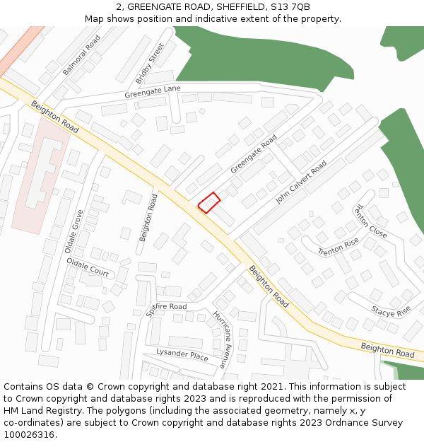 2, GREENGATE ROAD, SHEFFIELD, S13 7QB: Location map and indicative extent of plot