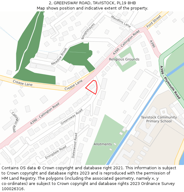 2, GREENSWAY ROAD, TAVISTOCK, PL19 8HB: Location map and indicative extent of plot