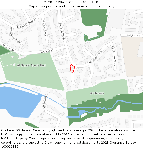 2, GREENWAY CLOSE, BURY, BL8 1PE: Location map and indicative extent of plot