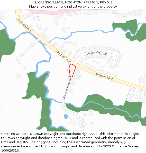 2, GREGSON LANE, HOGHTON, PRESTON, PR5 0LE: Location map and indicative extent of plot