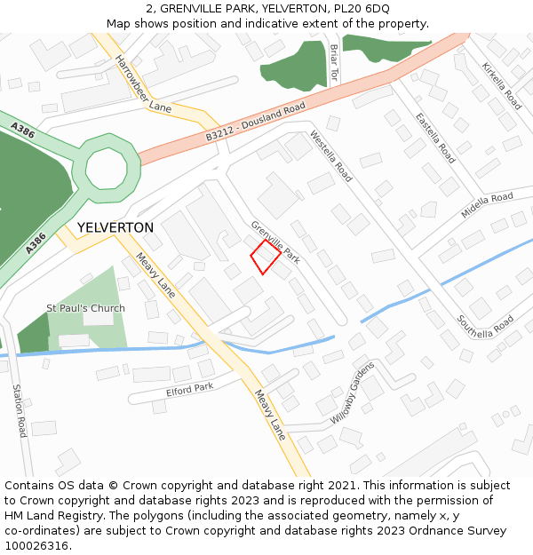 2, GRENVILLE PARK, YELVERTON, PL20 6DQ: Location map and indicative extent of plot