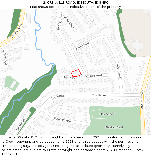 2, GRENVILLE ROAD, EXMOUTH, EX8 4PG: Location map and indicative extent of plot