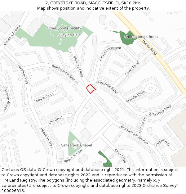 2, GREYSTOKE ROAD, MACCLESFIELD, SK10 2NN: Location map and indicative extent of plot