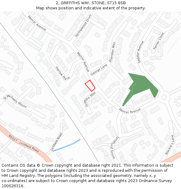 2, GRIFFITHS WAY, STONE, ST15 8SB: Location map and indicative extent of plot