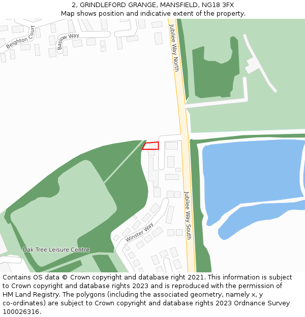 2, GRINDLEFORD GRANGE, MANSFIELD, NG18 3FX: Location map and indicative extent of plot