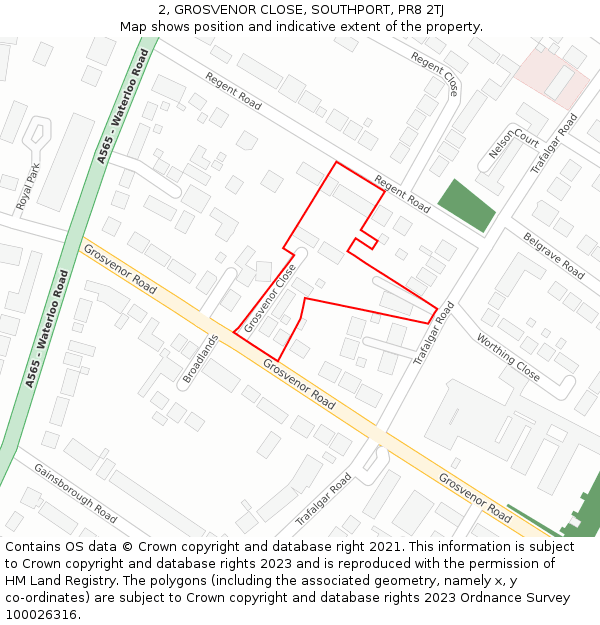 2, GROSVENOR CLOSE, SOUTHPORT, PR8 2TJ: Location map and indicative extent of plot