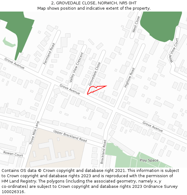 2, GROVEDALE CLOSE, NORWICH, NR5 0HT: Location map and indicative extent of plot