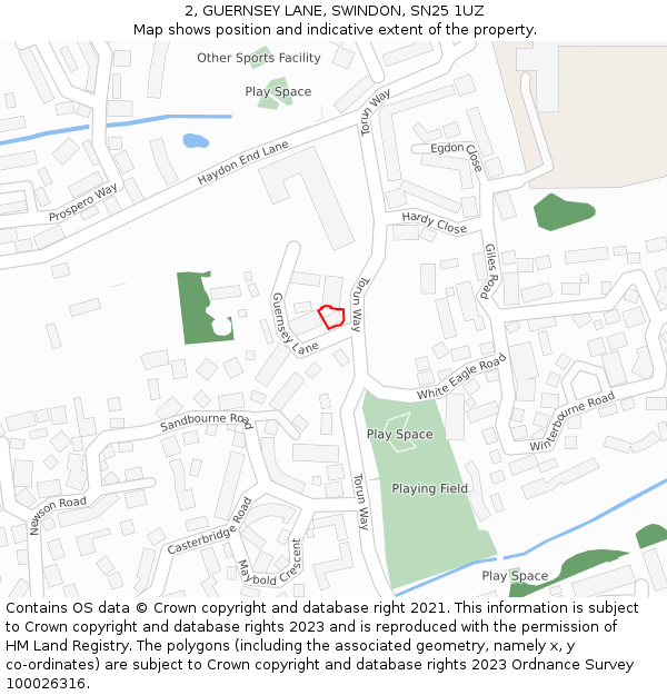 2, GUERNSEY LANE, SWINDON, SN25 1UZ: Location map and indicative extent of plot