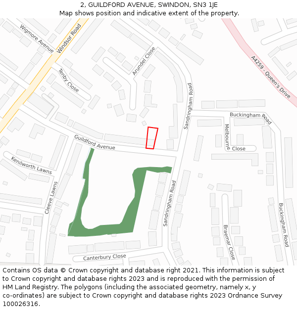 2, GUILDFORD AVENUE, SWINDON, SN3 1JE: Location map and indicative extent of plot