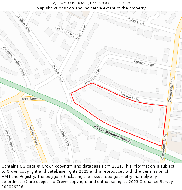 2, GWYDRIN ROAD, LIVERPOOL, L18 3HA: Location map and indicative extent of plot