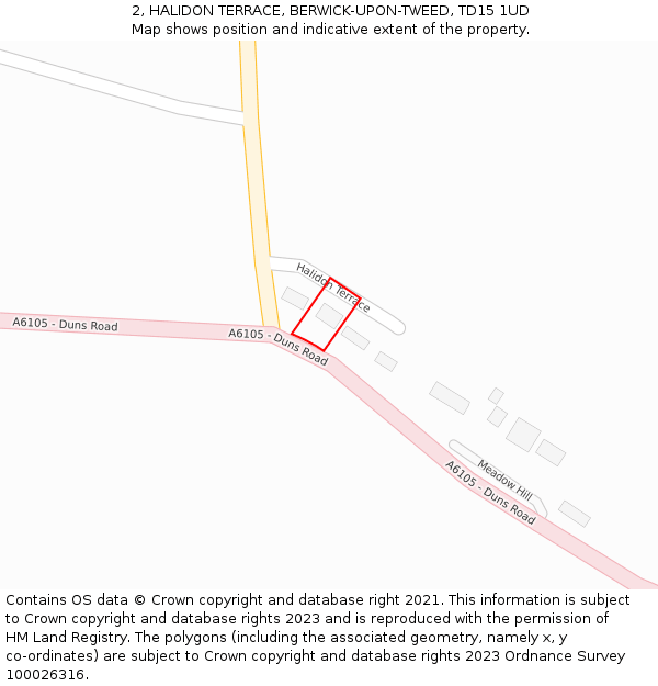 2, HALIDON TERRACE, BERWICK-UPON-TWEED, TD15 1UD: Location map and indicative extent of plot