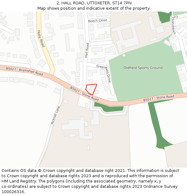 2, HALL ROAD, UTTOXETER, ST14 7PN: Location map and indicative extent of plot