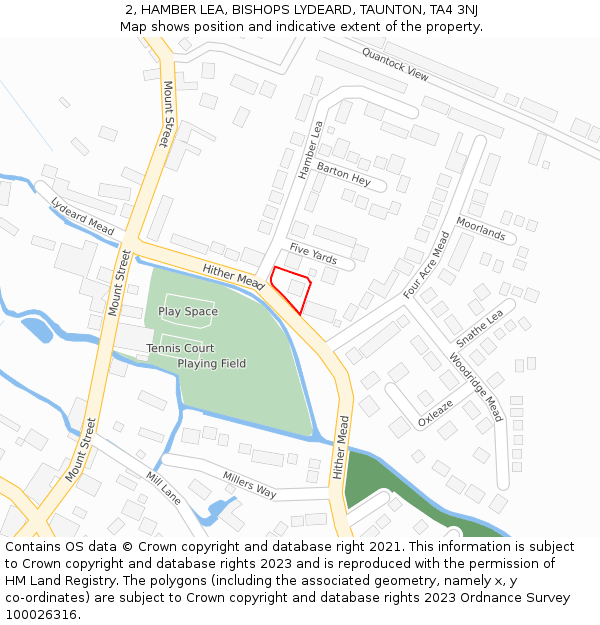 2, HAMBER LEA, BISHOPS LYDEARD, TAUNTON, TA4 3NJ: Location map and indicative extent of plot