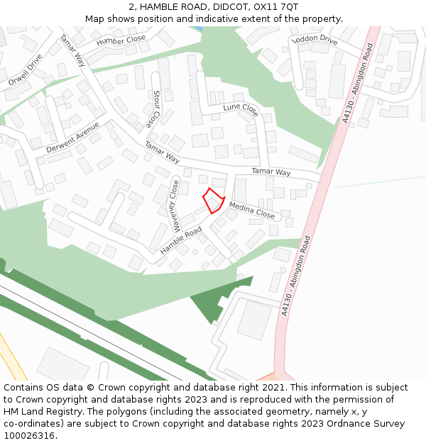 2, HAMBLE ROAD, DIDCOT, OX11 7QT: Location map and indicative extent of plot