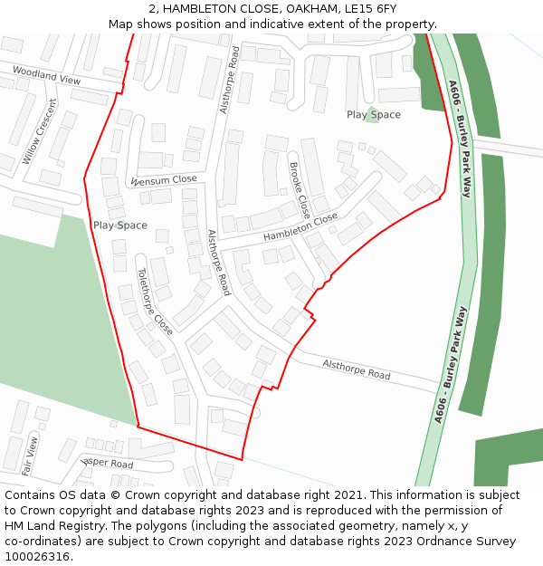 2, HAMBLETON CLOSE, OAKHAM, LE15 6FY: Location map and indicative extent of plot