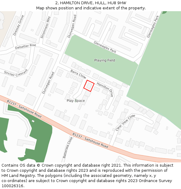 2, HAMILTON DRIVE, HULL, HU8 9HW: Location map and indicative extent of plot