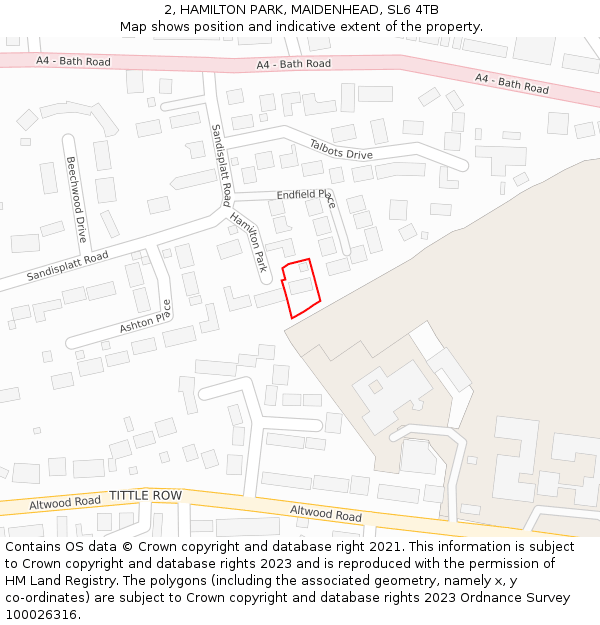 2, HAMILTON PARK, MAIDENHEAD, SL6 4TB: Location map and indicative extent of plot