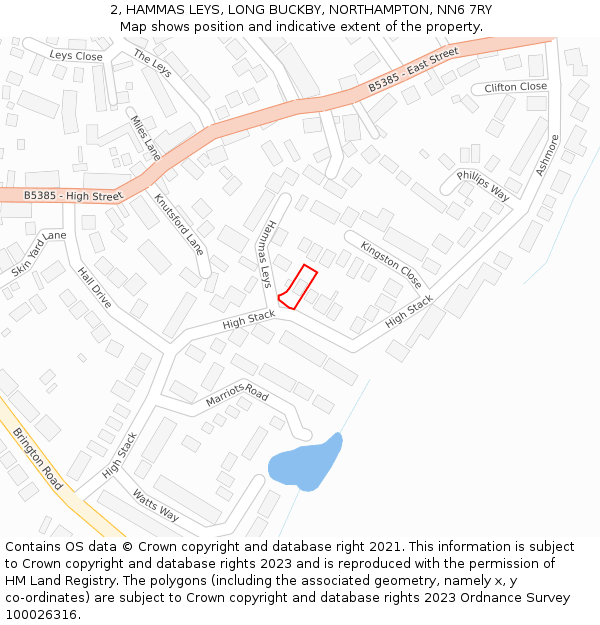 2, HAMMAS LEYS, LONG BUCKBY, NORTHAMPTON, NN6 7RY: Location map and indicative extent of plot