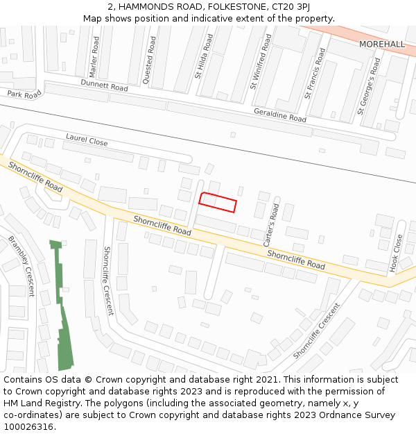 2, HAMMONDS ROAD, FOLKESTONE, CT20 3PJ: Location map and indicative extent of plot