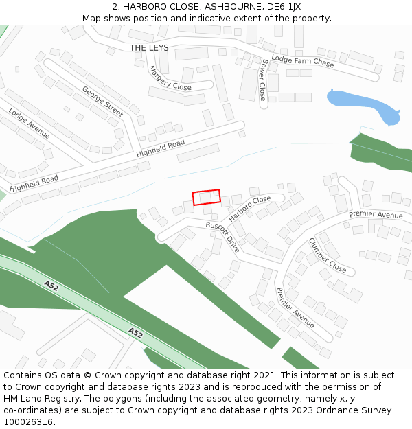 2, HARBORO CLOSE, ASHBOURNE, DE6 1JX: Location map and indicative extent of plot