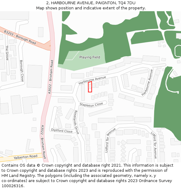 2, HARBOURNE AVENUE, PAIGNTON, TQ4 7DU: Location map and indicative extent of plot