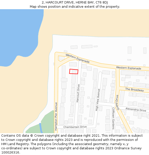 2, HARCOURT DRIVE, HERNE BAY, CT6 8DJ: Location map and indicative extent of plot