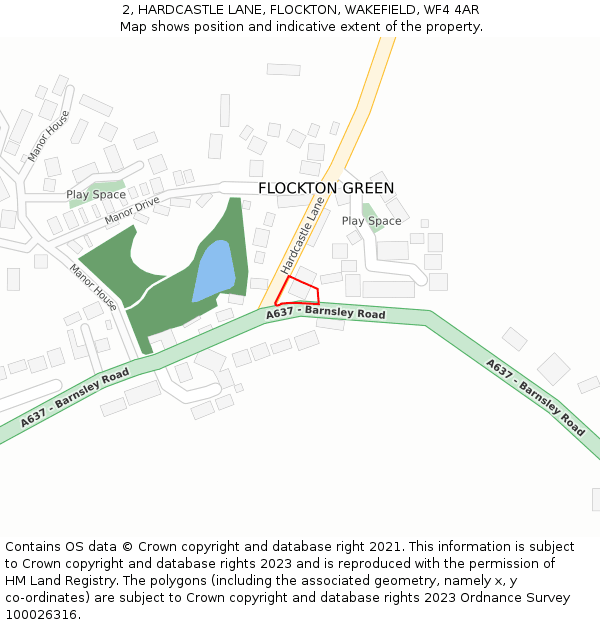 2, HARDCASTLE LANE, FLOCKTON, WAKEFIELD, WF4 4AR: Location map and indicative extent of plot