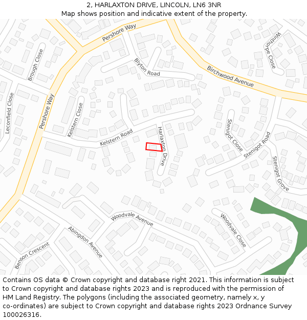 2, HARLAXTON DRIVE, LINCOLN, LN6 3NR: Location map and indicative extent of plot