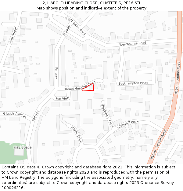 2, HAROLD HEADING CLOSE, CHATTERIS, PE16 6TL: Location map and indicative extent of plot