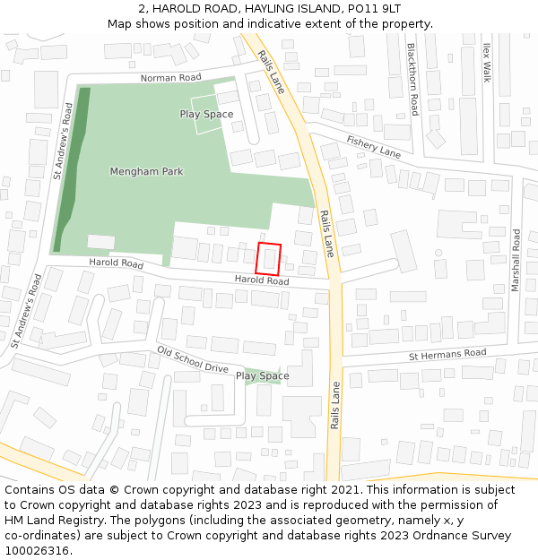 2, HAROLD ROAD, HAYLING ISLAND, PO11 9LT: Location map and indicative extent of plot